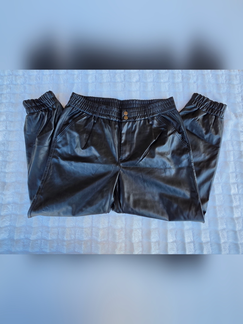 No Boundaries Black Faux Leather Jogger Size 13